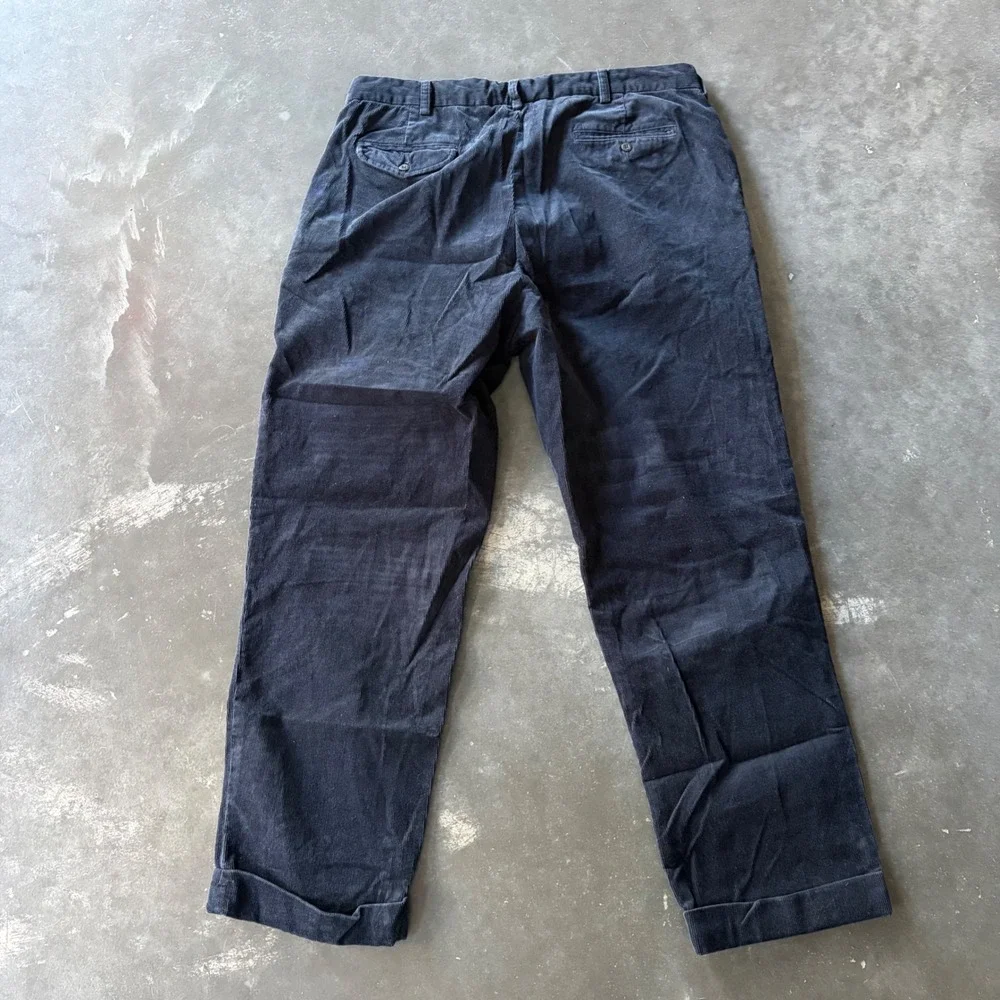 Polo Ralph Lauren Hammond Pant Navy Blue Corduroy Pleated Mens 36x28